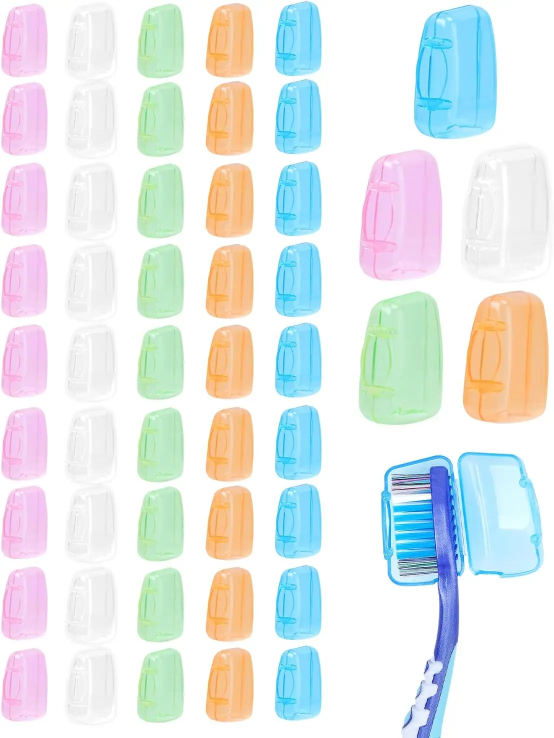 20 Pack Travel Toothbrush Head Covers, Toothbrush Protector Cap Brush Protective Portable Plastic Clip for Household,Travel, Camping, Bathroom, School, Business