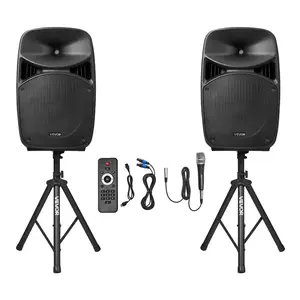 fathersdaygift VEVOR Portable PA System, 2000W (PMPO) Powered, Sound System Set with 3 Channel Mixer, Dual Speakers, Wireless Bluetooth, Microphone, Compact Stands, USB SD Inputs, Remote Control, for DJs Events