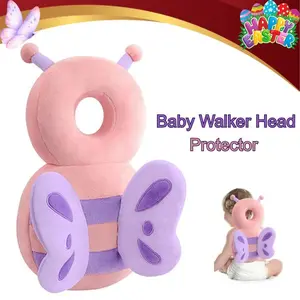 Baby Walker Head Protector – Adjustable Toddler Safety Backpack, Baby Head Protection Pad for Crawling, Falling, and Walking, Pink Butterfly