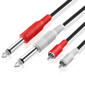 Premium Dual 1/4 Inch to Dual RCA Audio Cable (6FT) - Male 6.35mm 1/4" Phono Mono to RCA Connector Wire Cord Plug Jack
