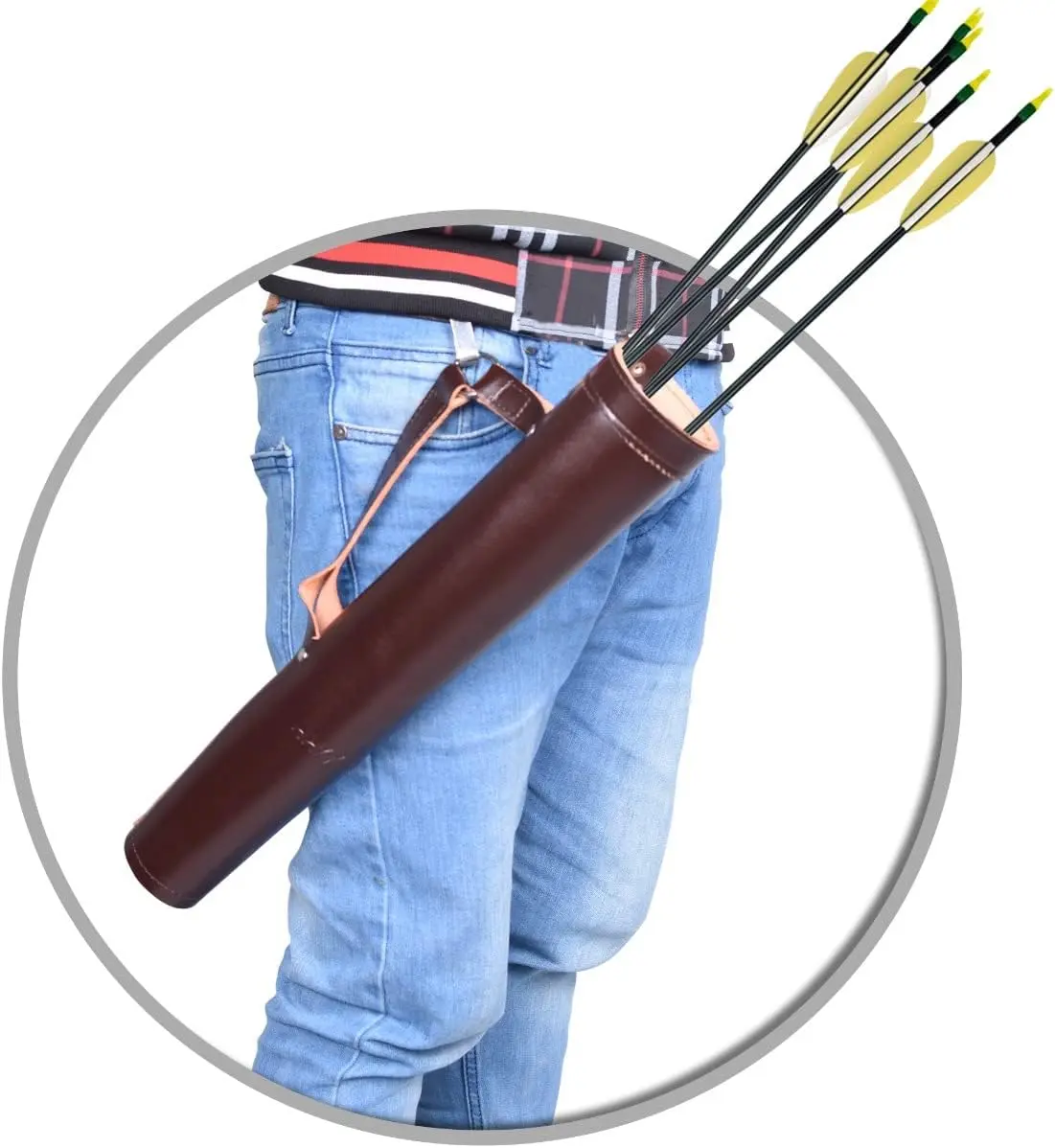 Archery Shoulder Back Quiver | Genuine Cow Hide Leather Arrow Holder