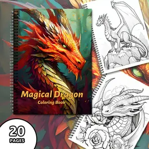 20 Pages Thickened Paper Dragon Coloring Book, Adult Coloring Book, Halloween Christmas Valentine's Day Birthday Party Gift