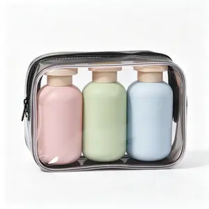 100ML Portable Silicone Travel Bottle Set (3 Pack), Reusable Shampoo and Conditioner Bottles, Includes Toothbrush Case, Essential Travel Gear, Travel Organizer, Travel Toiletries Kit