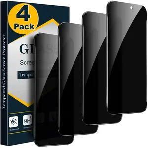 4 Pack Privacy Screen Protector for iPhone 17 16 15 14 13 12 11 Pro Max X XR 6 7 8 Plus SE, Anti Spy Tempered Glass Film, Bubble Free, Case Friendly
