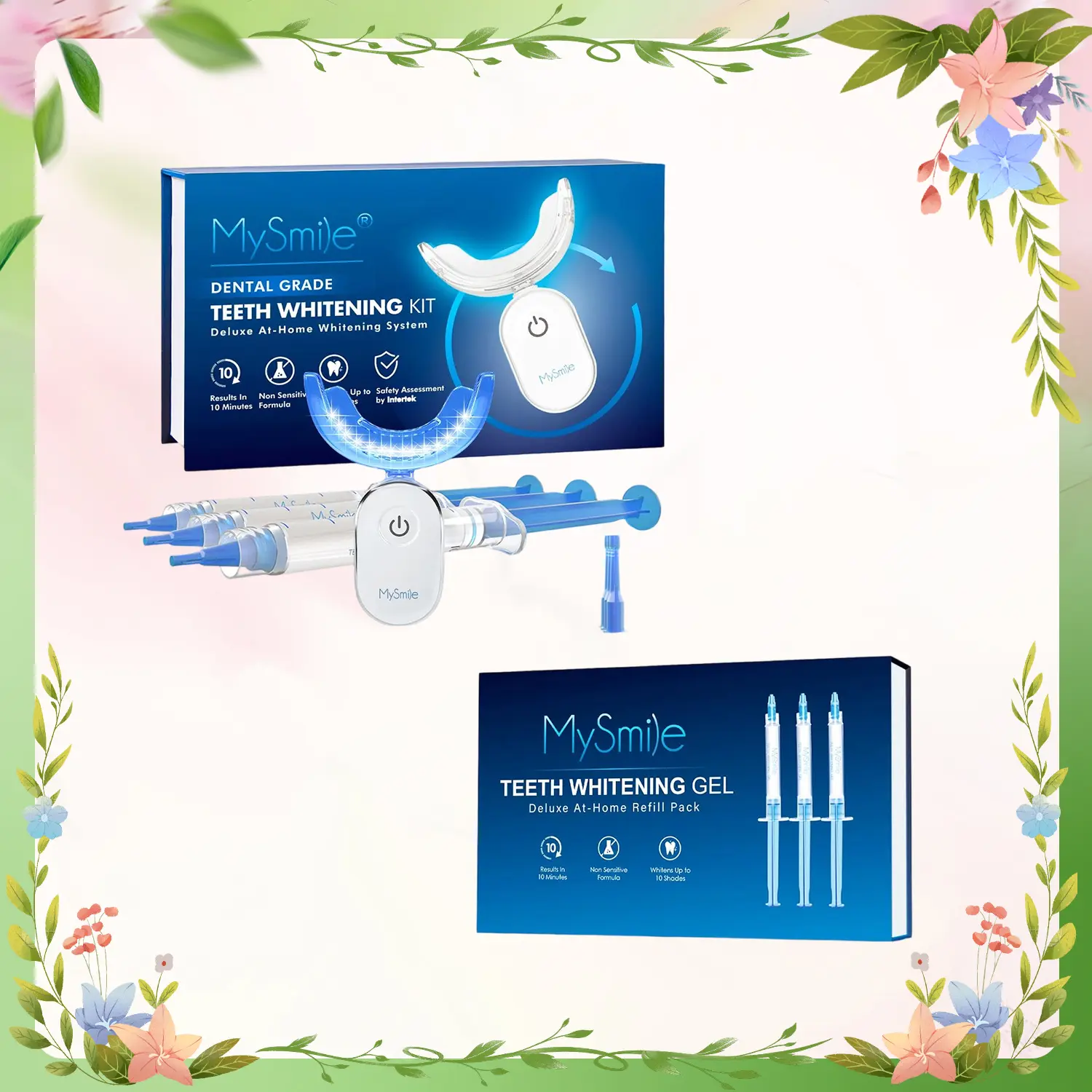 MySmile Pro Teeth Whitening Kit with Refill Pack, Oral Care Set with Silicone Components, Peroxide Gel & Whitening Toothpaste
