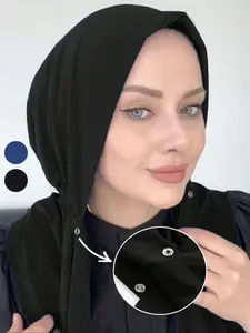 Instant Hijab for Women, Elegant Woven Fabric, Button Fastened Design, All Season Wearable, Slip Resistant Style