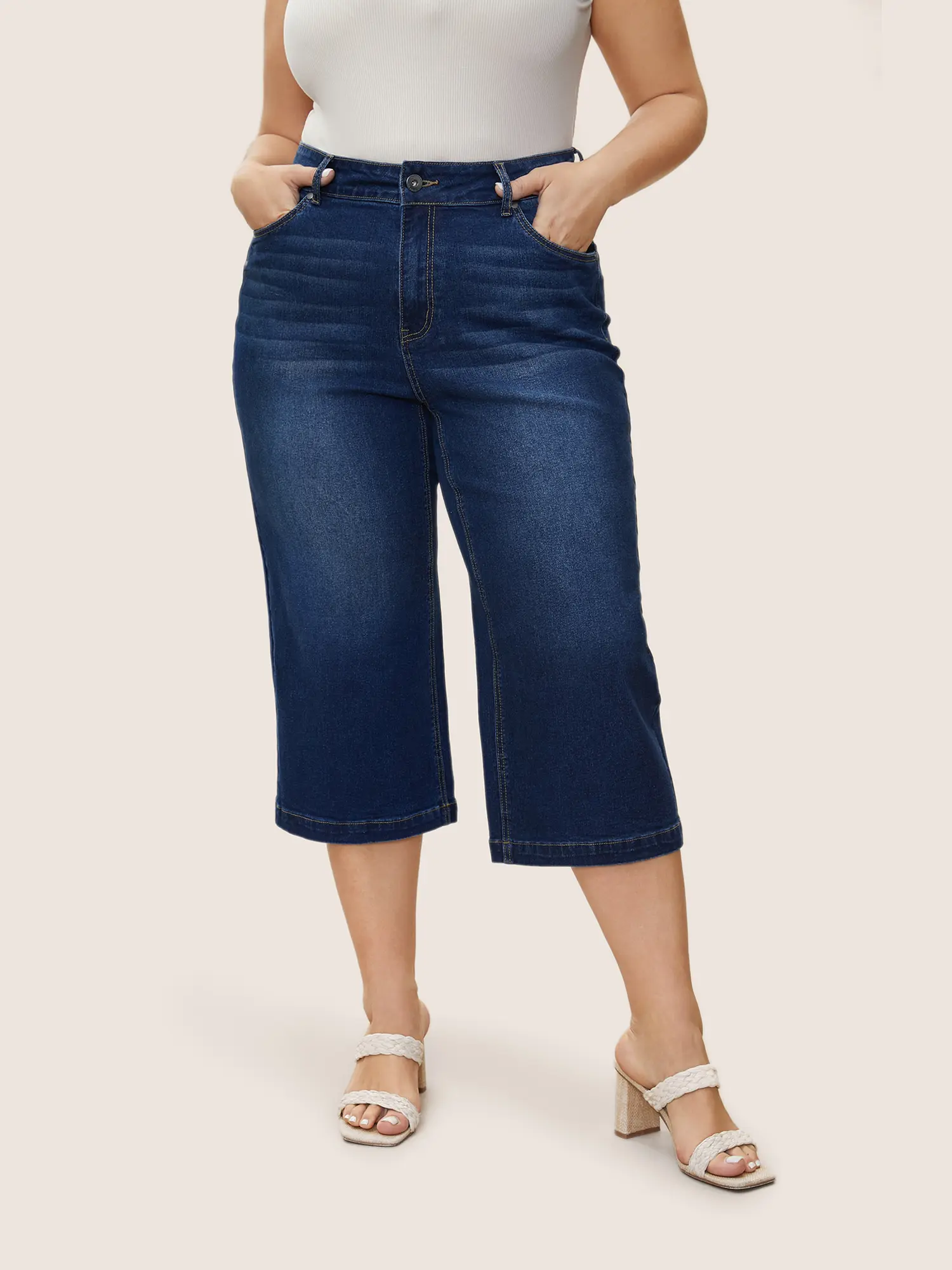 BLOOMCHIC Women's Plus Size Curvy Wide Leg Stretchy Spandex Jeans [M-6X] - Butter Soft, Comfy Curvy Clothing with Pockets, Flattering Relaxed Fit, Casual Summer Everyday Pants,Summerfinds