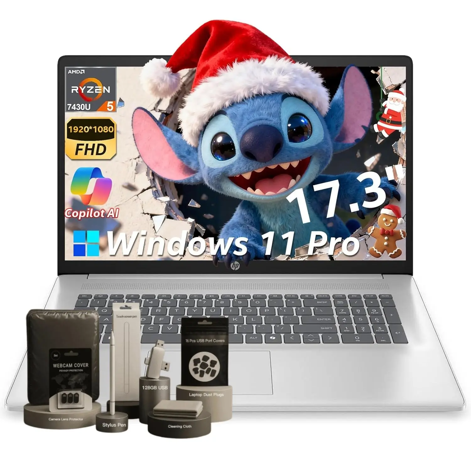 HP 17.3" FHD Anti-Glare HD Display Business Work & Student Office Laptop, AMD Ryzen 5 7430U, Up to 32GB RAM, 512GB SSD, Windows 11 Pro, Wi-Fi 6, Numeric Keyboard, Bundled Accessories Kit, Work Laptop, Hd Display Laptops
