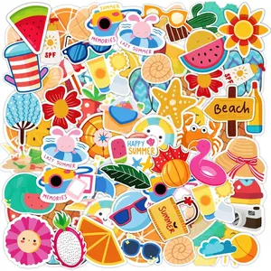 OHOME Summer Stickers| 100 PCS Hawaiian Beach Stickers for - Vinyl Summer Games Toys Gifts Activities Party Favors Supplies - Tropical Crafts Bulk for Classroom Home - Travel Essential for