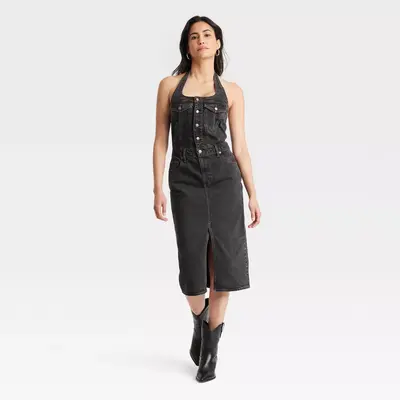target black denim dress White Cotton Nightgown Embroidered discount_product Future collective The Dress Is Characterized Sleeves Style:Spring / Summer Sleeves