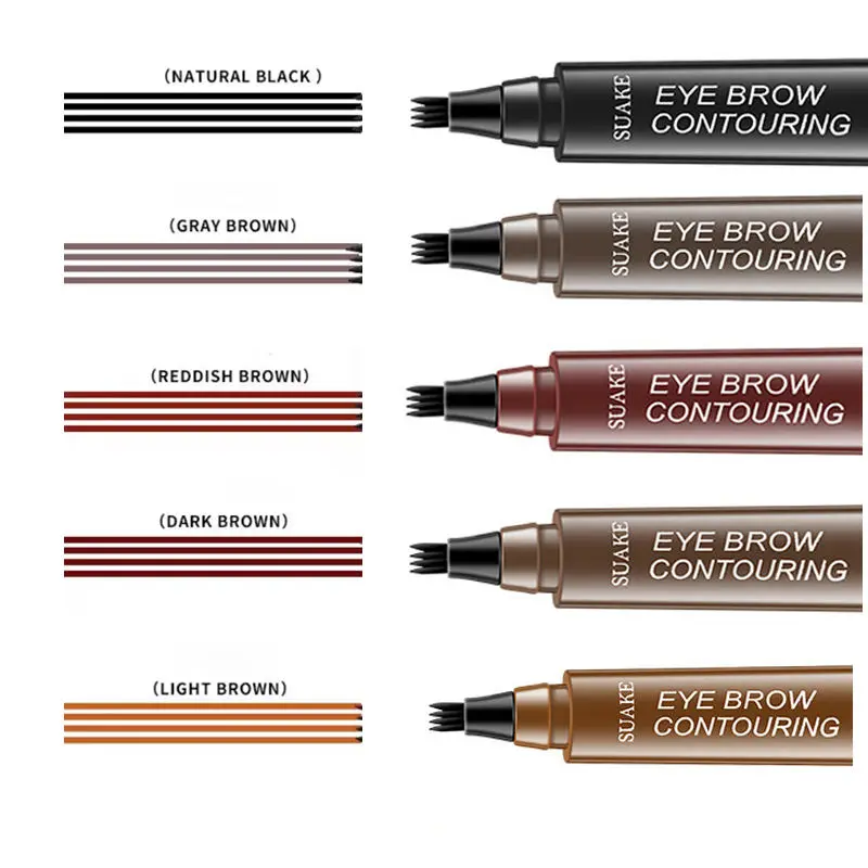 Microblading Eyebrow Pen with 4-Tip Applicator for Smooth, Natural Brows - Waterproof, Long-Wear & Smudge-Proof Liquid Makeup, For All Skin Types, Eyebrow Products, Microstroke Brow Pen