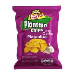 Mayté Plantain Chips Garlic – Crunchy Green Plantains with Garlic Flavor | Gluten-Free, Non-GMO, 3 oz Bag