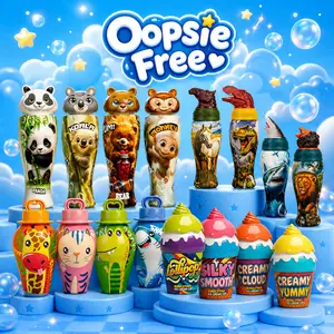 Oopsie Free Refillable Bubble Wand Bottles, Cute Animal & Dessert Character Designs, Leak-Resistant Easy-Grip Bubble Wand Toys, Outdoor Summer Backyard Toys, Birthday Party Favors