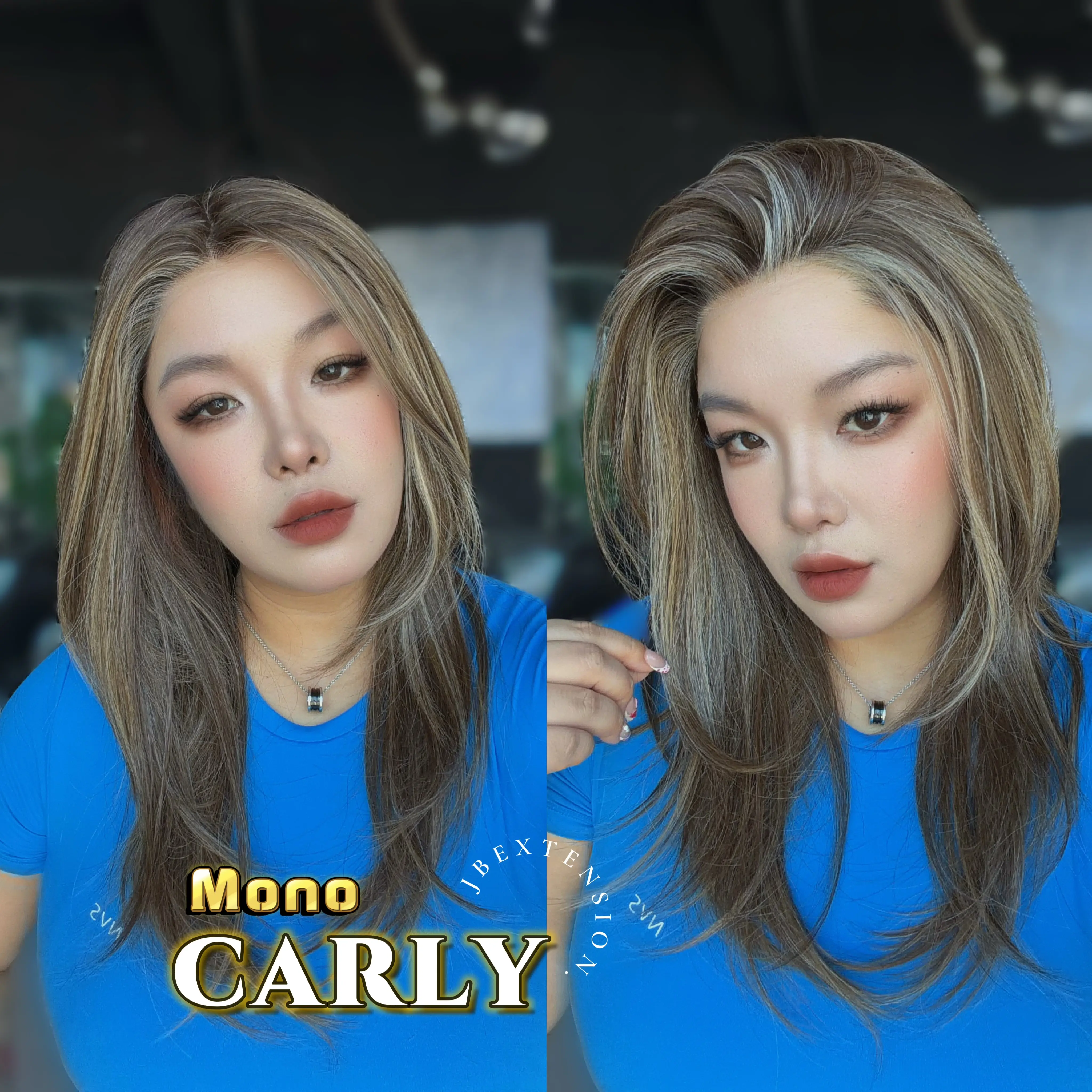 JBEXTENSION CARLY MONO Full Monofilament Wig 22 Inches Full Mono Lace Glueless with Anti-slip Silicone Strips Wig CARLY MONO【BENDY EAR TABS】