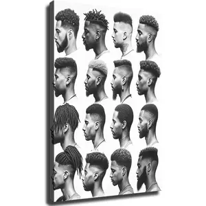 Barber Shop Poster Modern Haircuts Design Hair Style Art Men's Hairstyle Guide Poster Canvas Wall Art Picture Print Modern Home Bedroom with Frameless Decor (08*12inch-Unframed)
