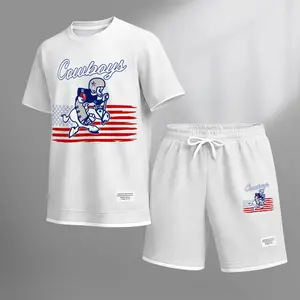 Men's Sports Graphic Print Short Sleeve Shirt and Drawstring Shorts Set, Casual Summer Two-Piece Outfit, Lightweight Breathable Relaxed Fit Athletic Set for Daily Wear, Gym, Beach, Travel & Loungewear