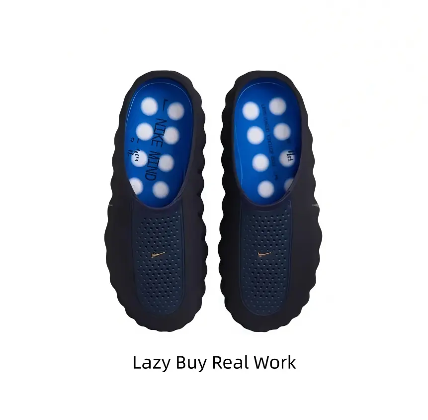This matte black hollow slip-on recovery shoe with blue dotted massage insole is my daily home essential. Perforated waterproof upper pairs soft cushioned sole, perfect for shower, indoor rest and short outdoor errands all year round.