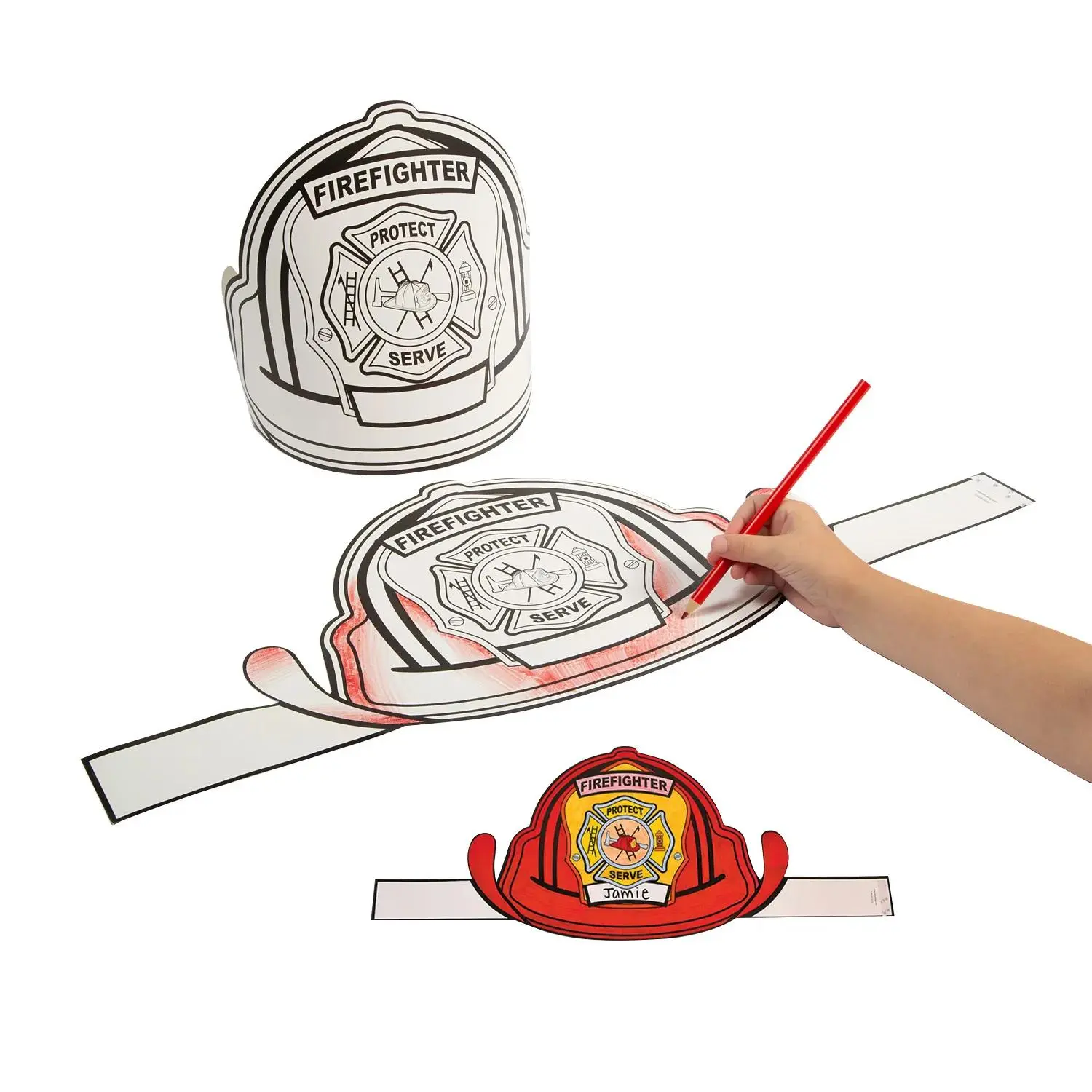 Color Your Own Firefighter Hats - 12 Pc.