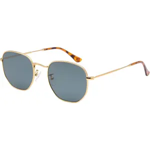 Retro Glass Lens Hexagonal Sunglasses for Men Women  Square Metal Frame Flat Lens Sun glasses
