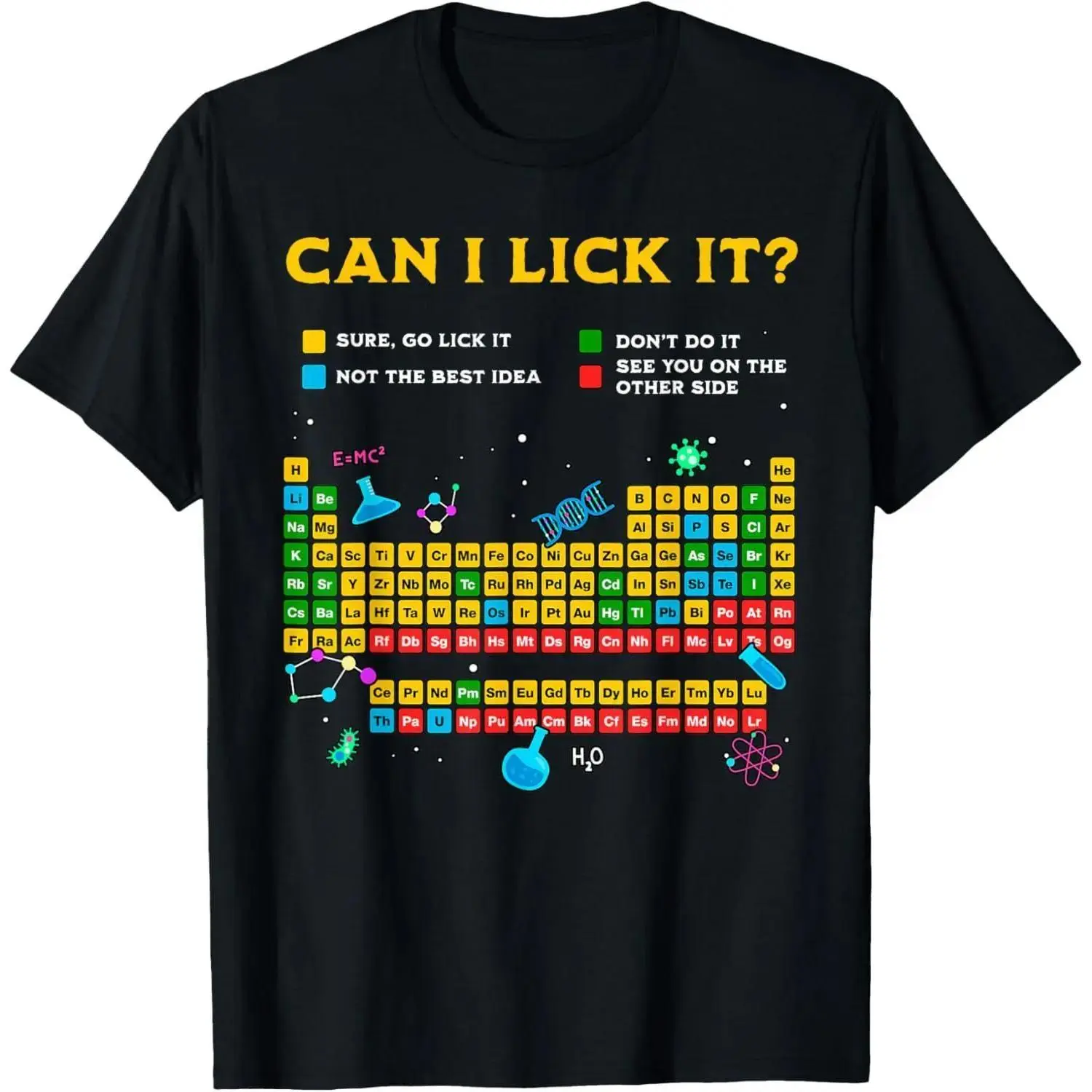 Can I Lick The Periodic Table Funny Science Teacher Student Graphic T shirt