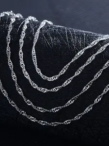 Wholesale Necklace with Extender Chain, Water Wave Design Pendant Jewelry, Bulk Buy Necklaces, Fashion Accessories