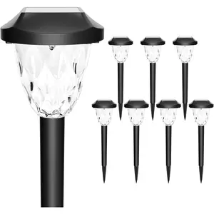 8 Pack Solar Lights Outdoor, Solar Pathway Lights with  Pattern,  Auto On/Off Solar Lights for Outside Yard Garden Walkway Driveway Lawn Pathway