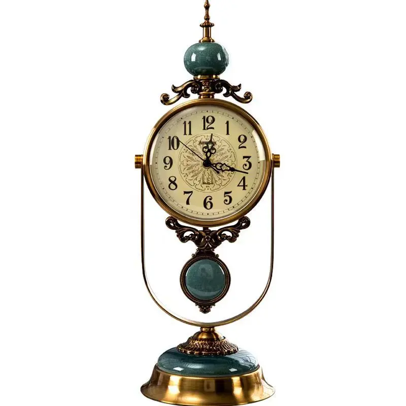 Elegant American Vintage Mantel Clock, Luxury European Style Table Clock, Home Decor Wall Clock for Living Room, Table Clocks for Living Room, Durable Design