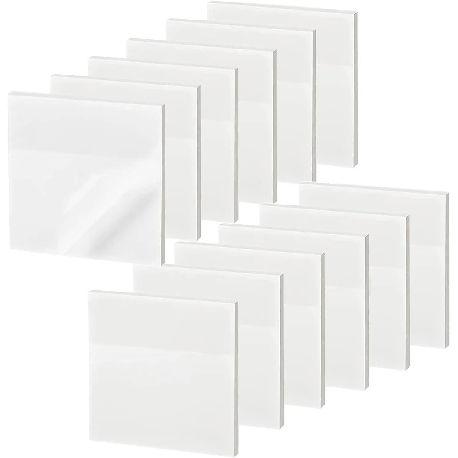 600 Sheet Transparent Sticky Notes, 3" x 3" Clear Sticky Notes  Self-Adhesive Translucent Sticky Note pad for Books Annotation and Tracing, See Through Sticky Note (12 Pads)