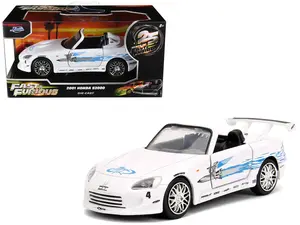 2001 Honda S2000 Convertible White with Graphics "Fast & Furious Remix - 25th Anniversary" Series 1:32 Diecast Model Car by Jada