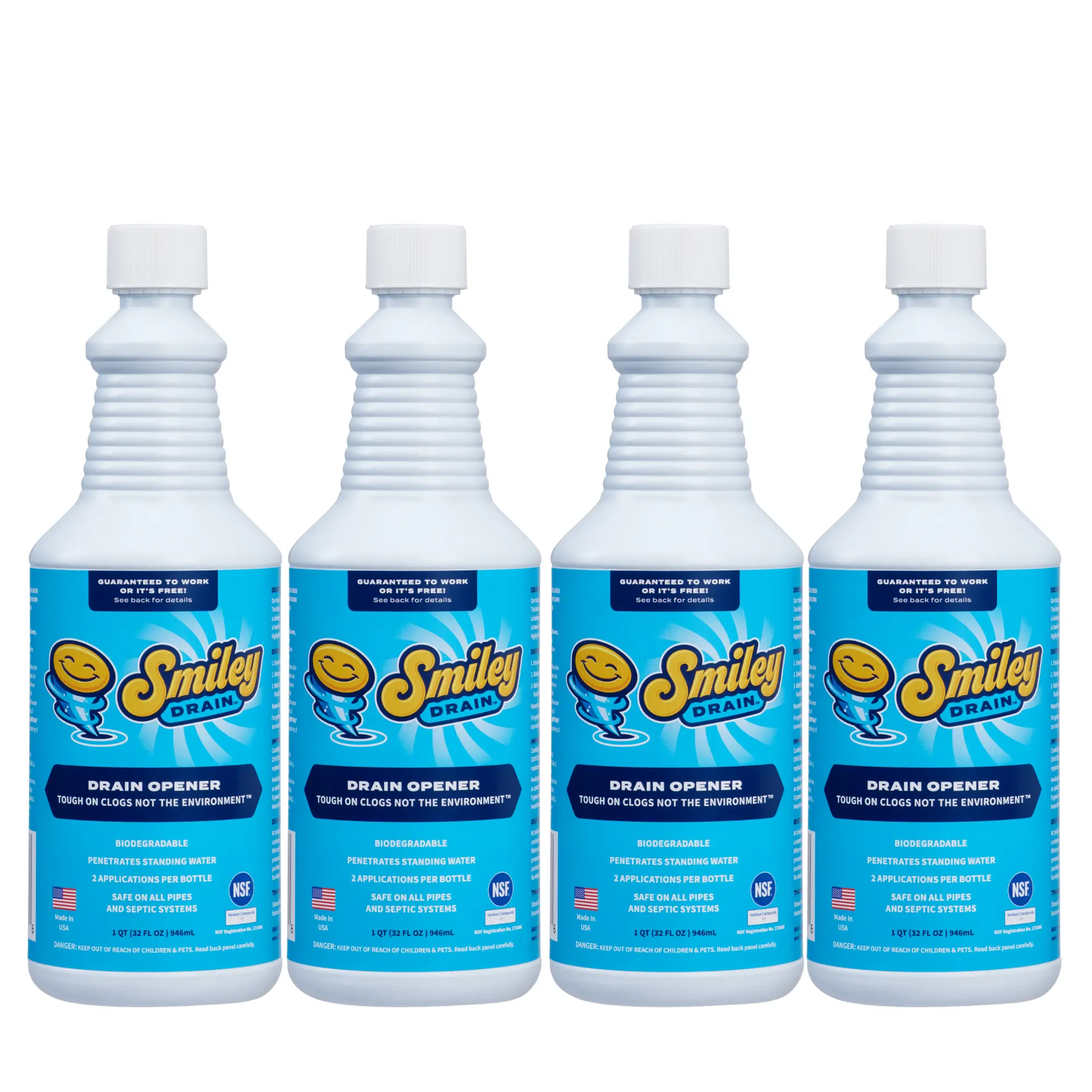 Smiley Drain Advanced Eco Friendly Drain Opener and Maintainer 4-Pack