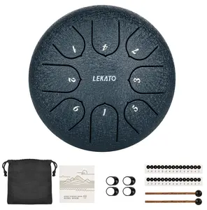 LEKATO Steel Tongue Drum, 6 Inch 8 Notes Steel handpan Drum For Beginner with Song Book, Drum Mallets Christmas Gift for Family New Year