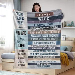 Romantic Gifts for Her To My Wife Blanket from Husband Anniversary Birthday Present Soft Cozy Flannel Throw Couple Home Decor