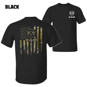 RAM T-Shirt – American Flag Graphic, Perfect Gift for Truck Owners and Pickup Fans, Men's Cotton Tee