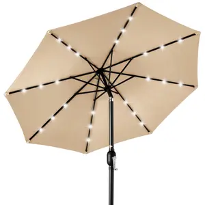 Best Choice Products 10ft Solar LED Lighted Patio Umbrella w/ Tilt Adjustment, UV-Resistant Fabric