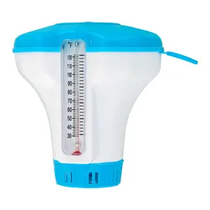 Spa, Hot Tub, Small Pool, 4-1/2" Diameter Floating Chlorine & Bromine Chemical Dispenser with 120° F Thermometer, 1" or 1-1/2" Tablet