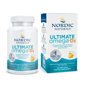 Nordic Naturals Ultimate Omega D3 - Heart, Brain & Immune Health, Lemon, 60 Ct Soft Gels for Optimal Absorption and Taste