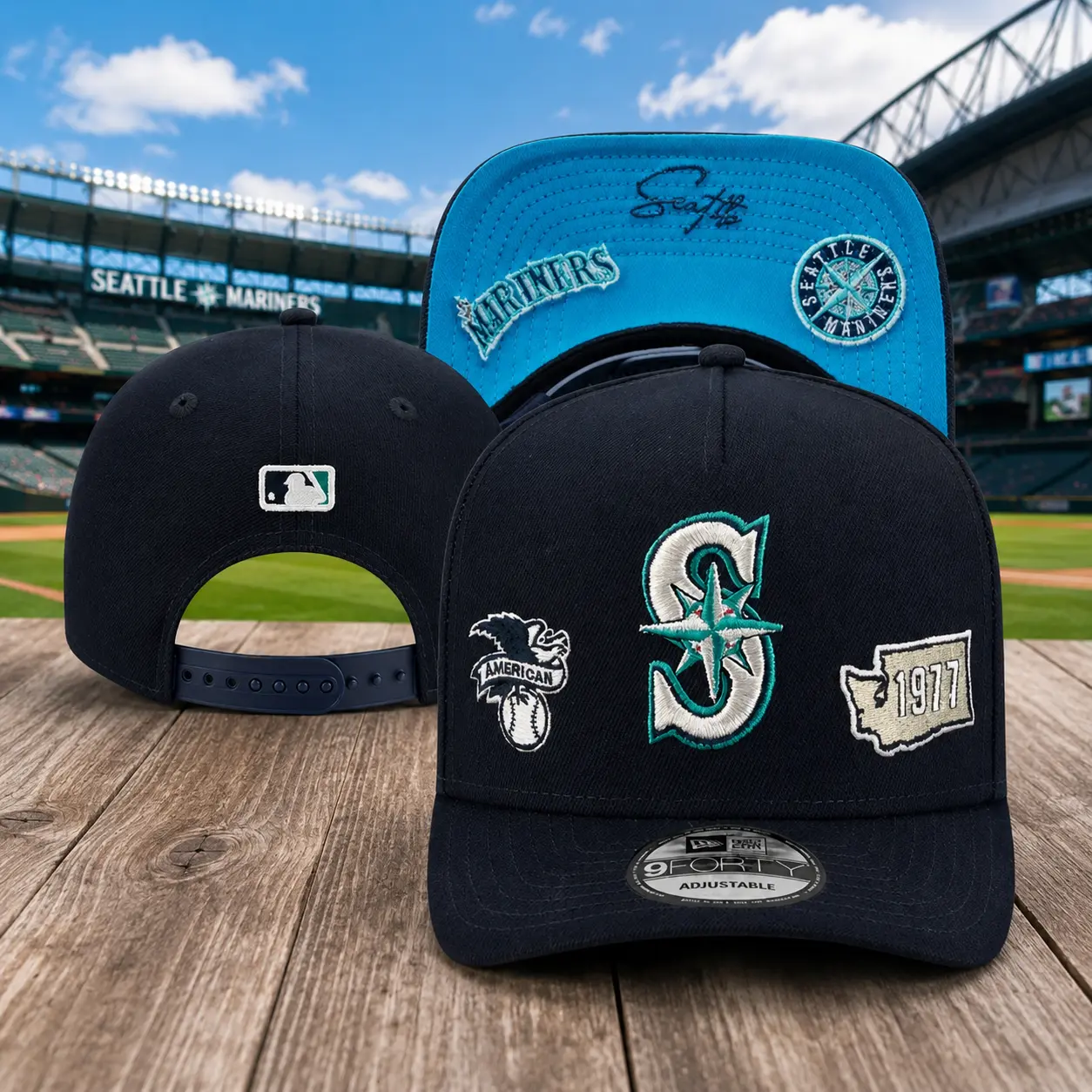New Era Seattle Mariners 9FIFTY Snapback Hat – Adjustable Flat Brim MLB Baseball Cap