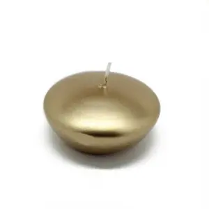212 MAIN CFZ-065-0 Unscented Handpoured Wax Water Floating Disc Candles, 3 in. Round, Metallic Gold Finish, 12-Piece Box, Long-Burning Gold Metal Candles for Home Decor & Event Decoration Supplies