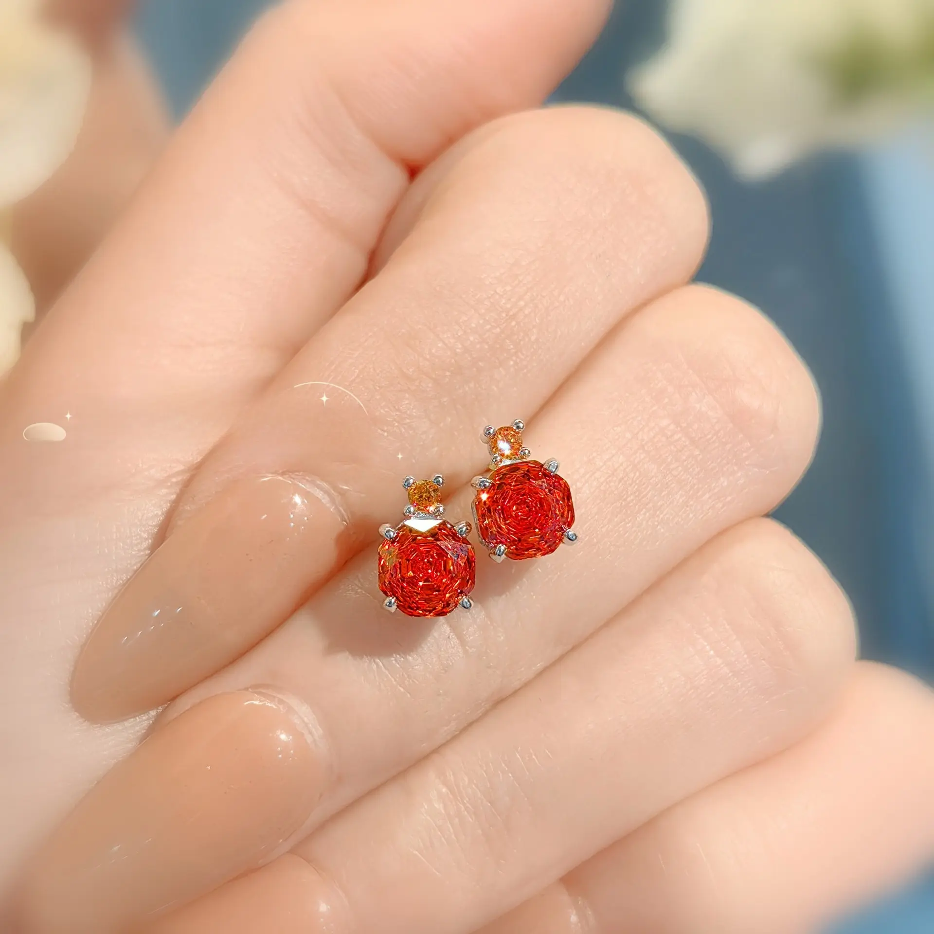 Chinese red earrings [price per pair]