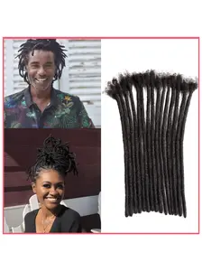 30 Strands 0.6cm Thick Knotless Real Human Hair Dreadlock Extensions Suitable for Men & Women - Crochet Braids Locs, with Dyable/Bleachable Hair for Dreadlock Braid Styles, Hair for Skin Tones, Hair Weave Extensions, Braiding Extensions