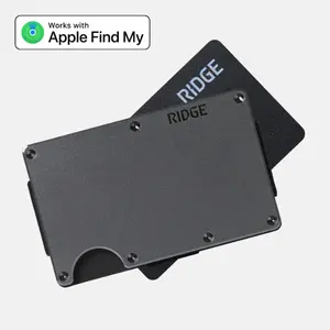 Ridge Wallet 2.0 + Tracker Card Bundle | RFID Blocking Slim Metal Wallet | Apple FindMy Compatible | Never Lose Your Wallet | Minimalist EDC Set | Aluminum | Best Gift Idea
