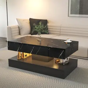 【Bellemave】16.93IN High LED Coffee Table,Modern Coffee Table for Living Room,Living Room Tables,Large Living Room Furniture,LED Lights