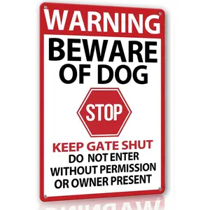 Beware of Dog Signs for Fence,Warning Tin Sign Beware of Dog,Do Not Enter,Home Kitchen Farm Garden Garage Wall Decor