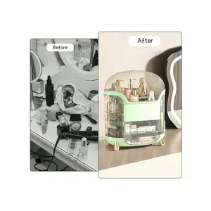 Makeup Organizer & Skincare Organizers, Cosmetic Organizer Box For Countertop With Lid & Drawers, Make Up Storage Organizer With Waterproof & Dustproof Cover, Birthday Gifts For Vanity Women Girls Pink