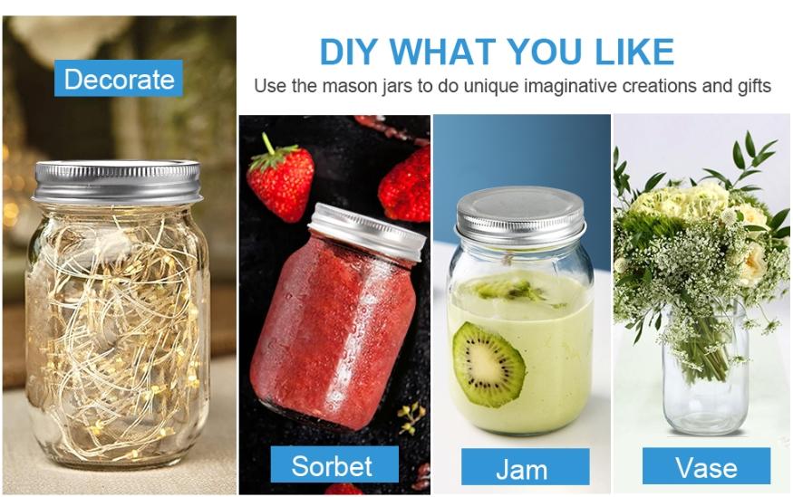 Glass Regular Mouth Mason Jars, 16 oz Clear Glass Jars with Silver Metal Lids for Sealing, Canning Jars for Food Storage, Overnight Oats, Dry Food, Snacks, Candies, DIY Projects (4PACK) Glass Regular Mouth Mason Jars, 16 oz Clear Glass Jars with Silver Metal Lids for Sealing, Canning Jars for Food Storage, Overnight Oats, Dry Food, Snacks, Candies, DIY Projects (4PACK)