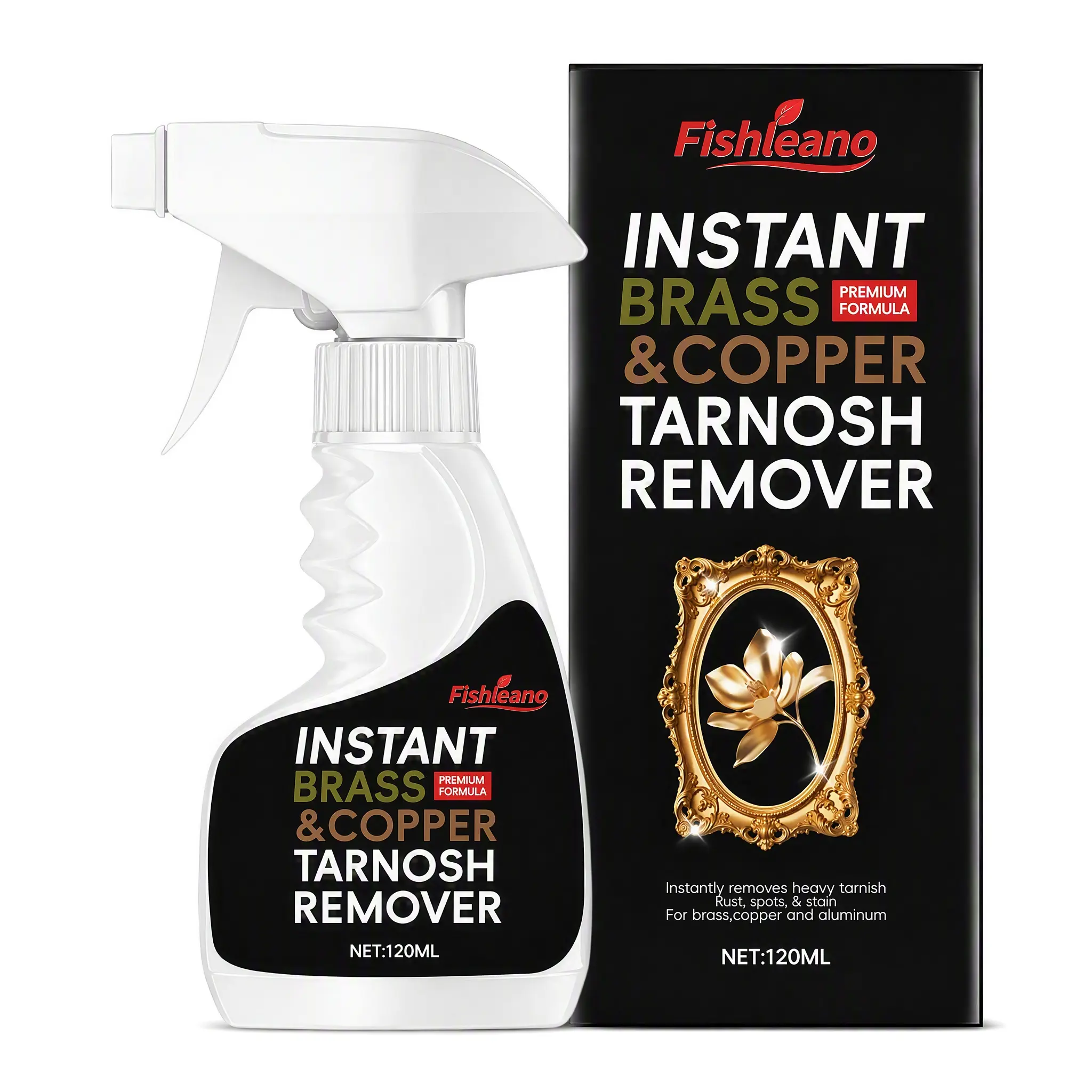 120ml Instant Multi-Purpose Metal Tarnish Remover Spray, Premium Household Cleaner Formula for Rust, Hard Water Stains & Heavy Oxidation, Quick Spray-Rinse for Faucets & Home Fixtures Metal Surface Restoration