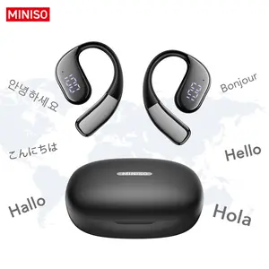 MINISO MS223 OWS Bluetooth Earbuds with LED Battery Display and Multi-Language Translation Support (via App). Featuring a Built-in Microphone, these earbuds are ideal for Gaming, Work, Sports, Studying, Voice Calls, and Everyday Use.