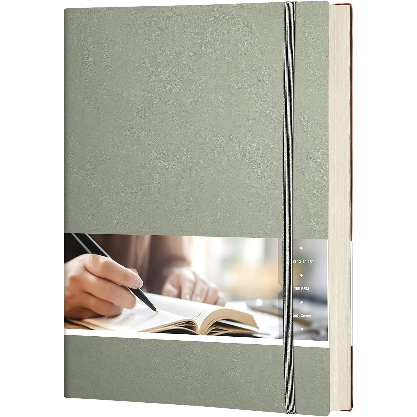 College Ruled Composition Notebook - Large B5 Notebook Lined Journal Leather with Free Sticky Notes, 204 Numbered Pages,100gsm Thick Lined Paper, Softcover, 7.5"x10"-Green