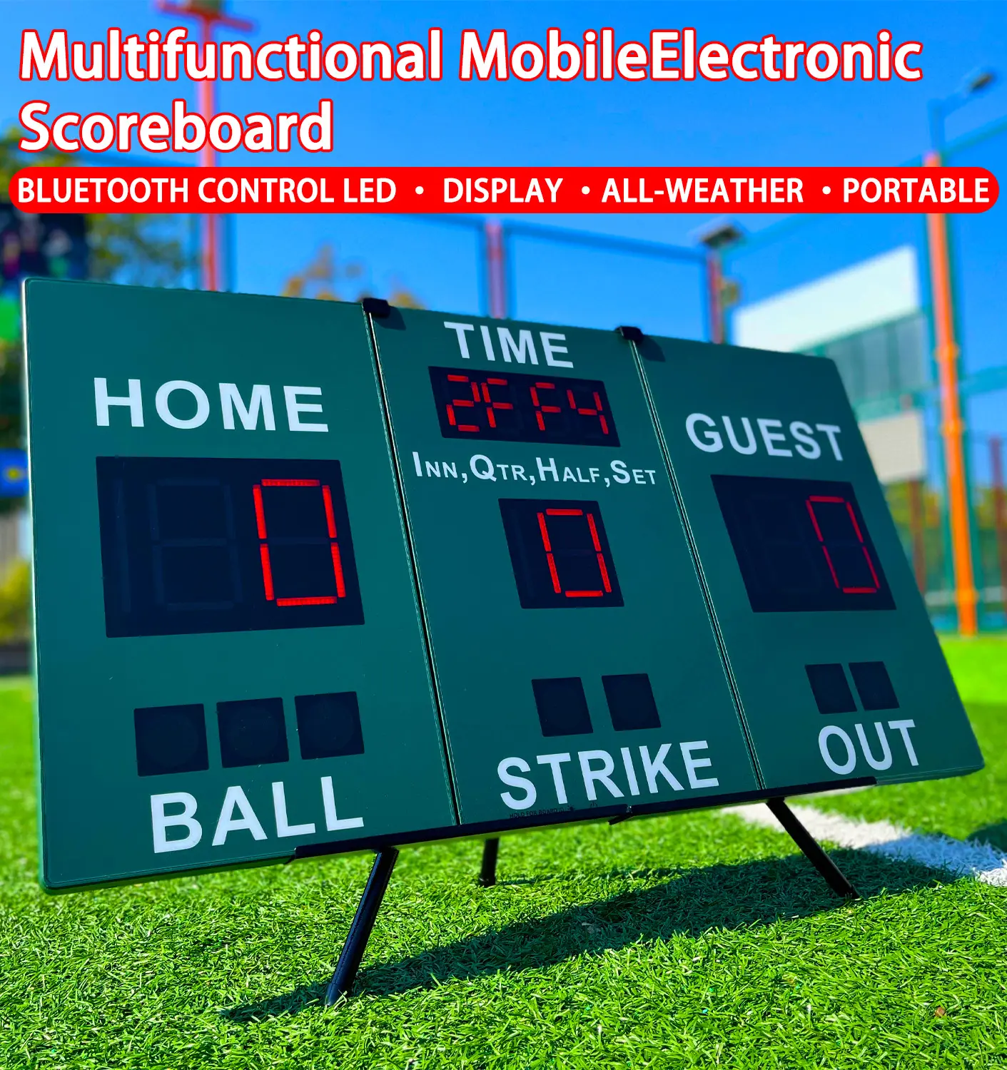 MobileScore Portable Digital Scoreboard with LED Display, All-Weather Polymer Panels & Foldable Design, Bluetooth App Control for Football, Baseball, Pickleball & Cornhole, Badminton, Frisbee, Table Tennis, Snooker, Wall Mounting, Bluetooth Sync, Multi-Sp