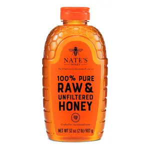 Nate's 100% Pure, Raw & Unfiltered Honey - Award-Winning Taste, 32oz. Squeeze Bottle